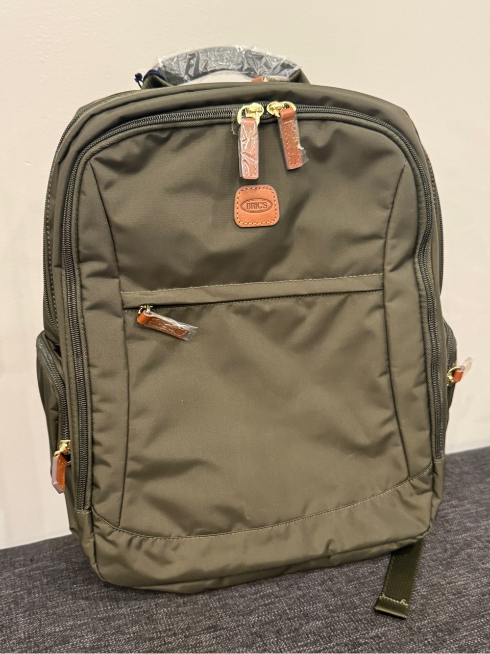 Bric's X-COLLECTION NOMAD BACKPACK Olive Green bag Tan Leather Accents ❤️🔥 - Picture 8 of 11